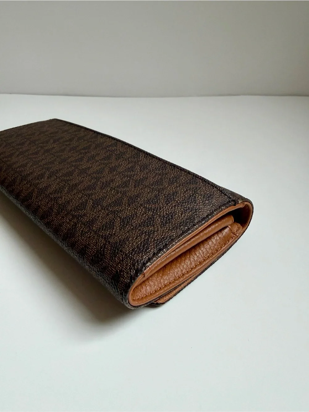 Michael Kors Fulton Continental Flap Wallet - Brown Monogram & Gold Emblem NWT